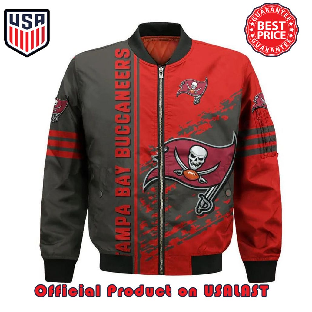 TAMPA BAY BUCCANEERS BOMBER JACKET 3D PRINTED LOGO PATTERN IN TEAM COLOURS