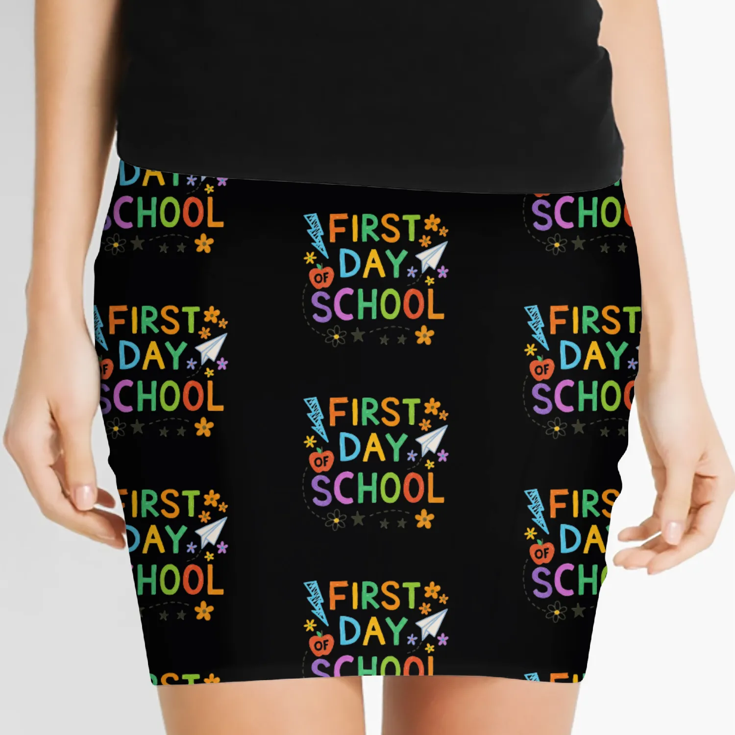 Colorful First Day of School Design Women's Mini Skirts