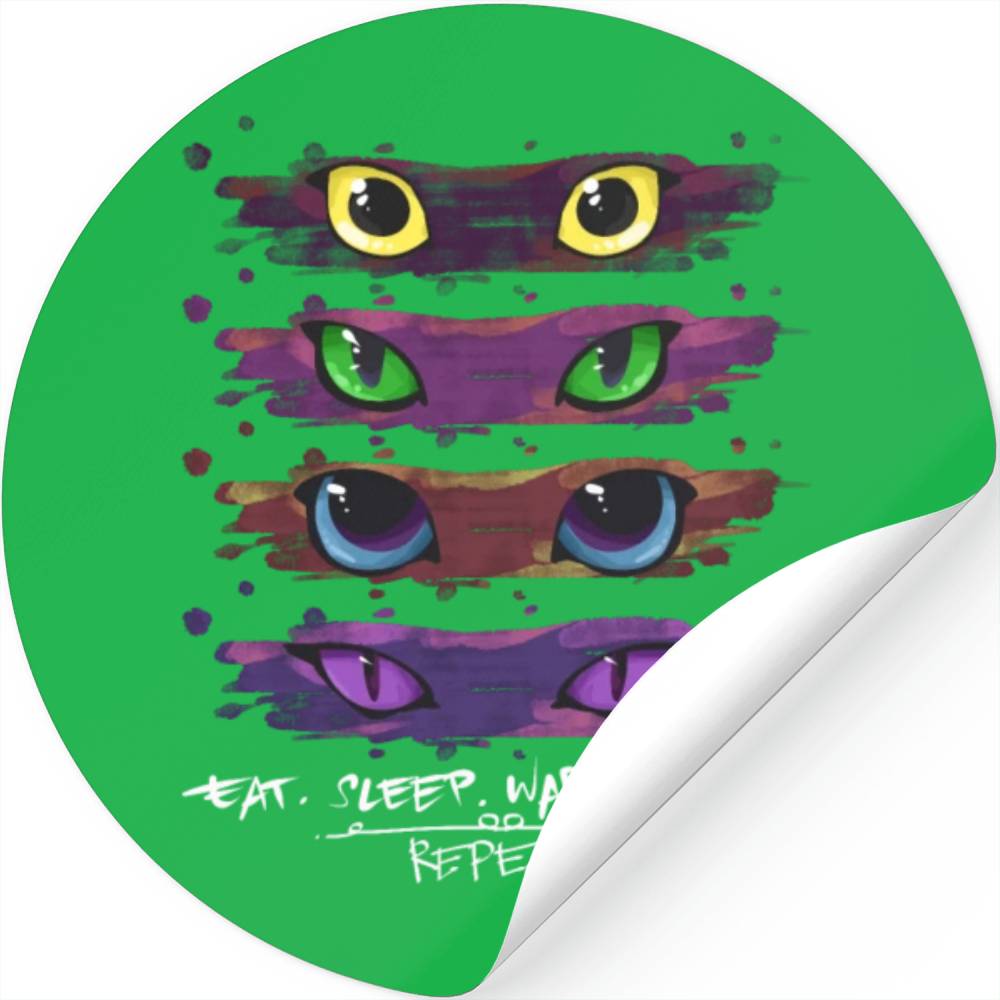 Eat Sleep Warrior Cats Repeat Cat Lover Stickers