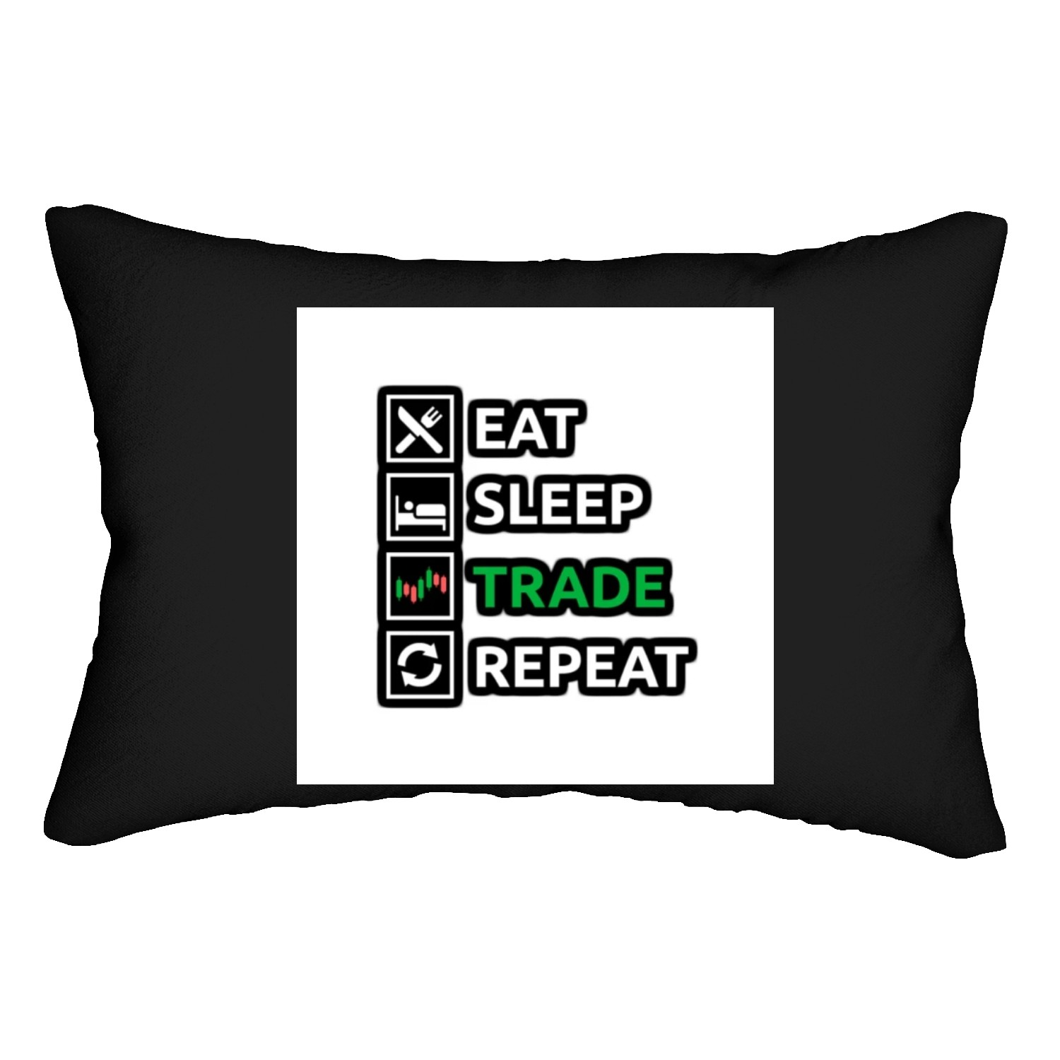 Bitcoin Eats Sleep Trade and Repeat Criptocurrency Lumbar Pillows