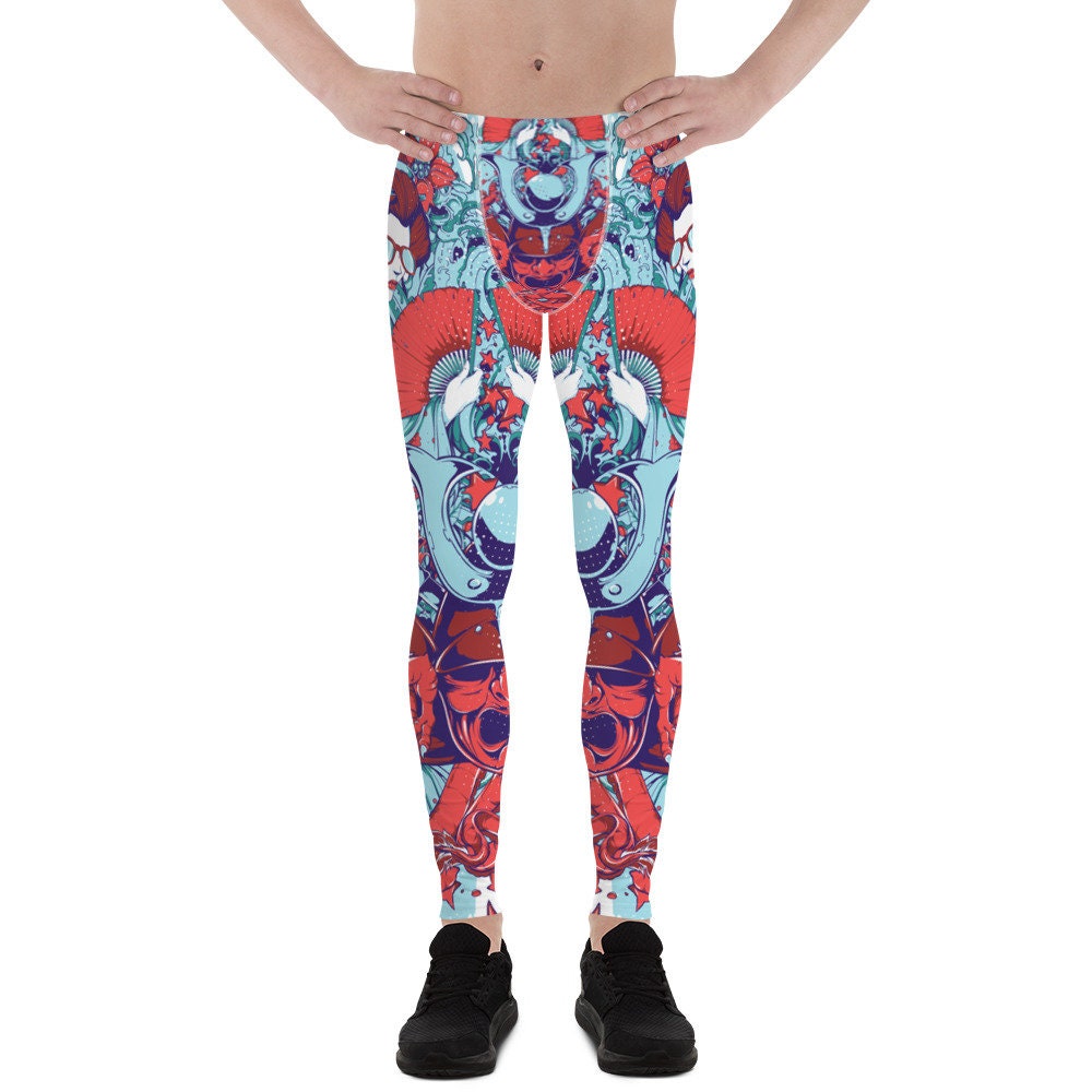 Mens Leggings - Meggings - Japanese Tattoo Design Leggings For Men With Giesha