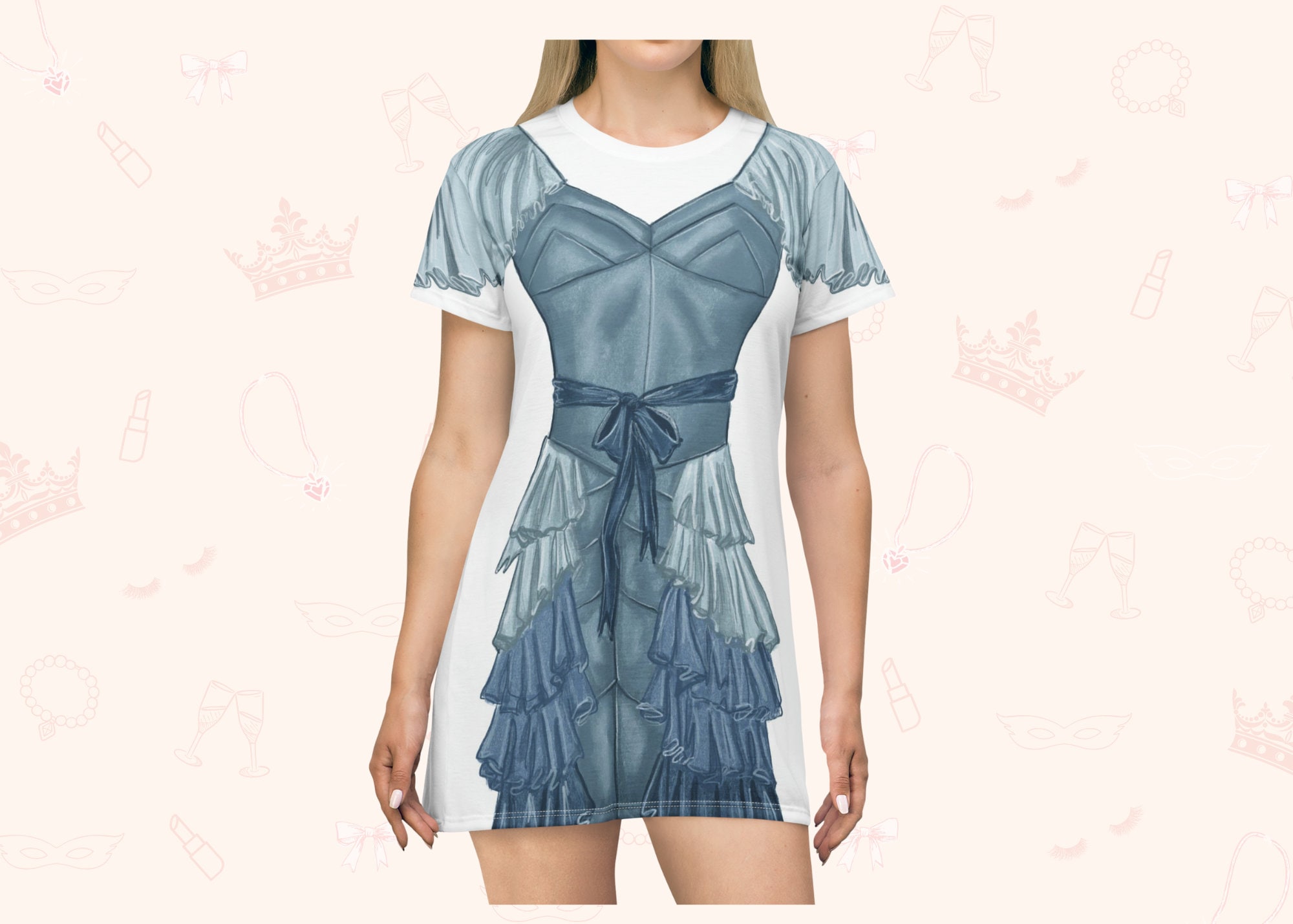 Winter Ball Gown T-Shirt Dress for Women, Fun Costume Loungewear