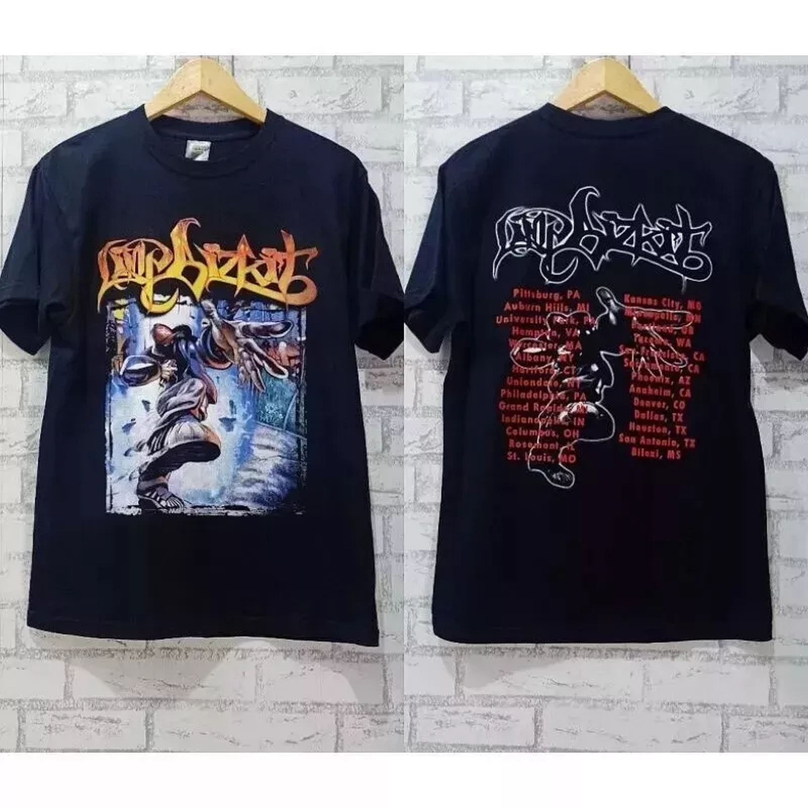 Limp Bizkit Band Tour 2 Side Black Short Sleeve Cotton T-shirt Unisex S-5XL