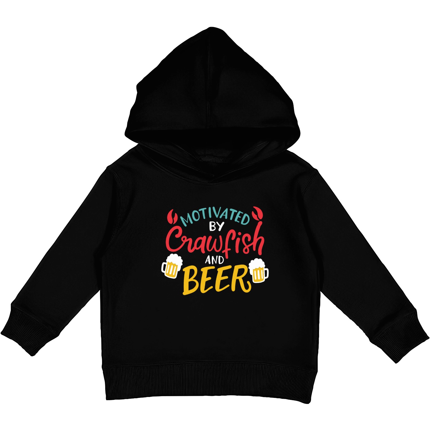 Motivated By Crawfish & Beer Kids Pullover Hoodies