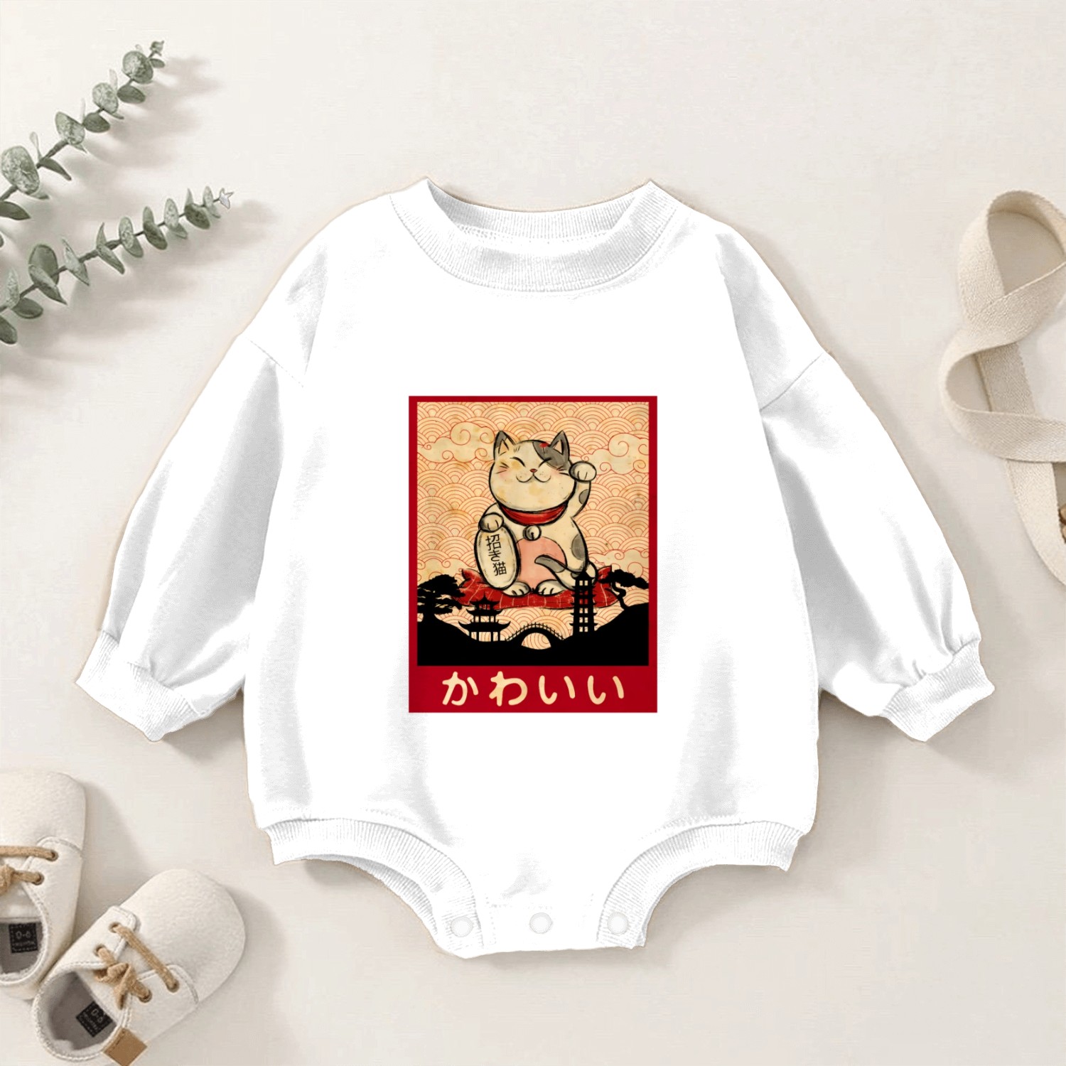 Cat Ramen Bowl Anime Japanese Noodles Kawaii Neko Baby Romper Sweatshirts