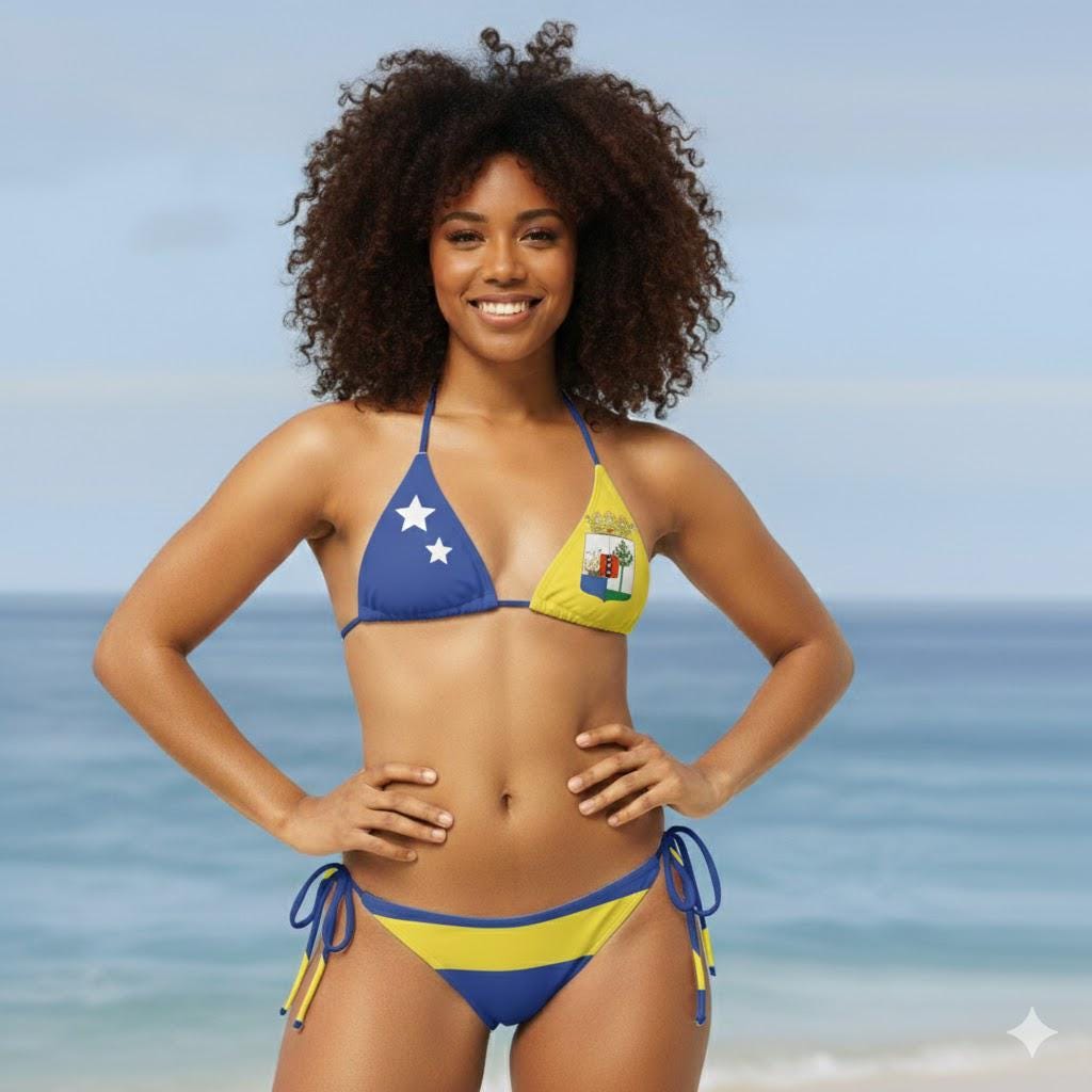 Curaao Flag String Bikini Caribbean Pride Swimwear Beach Outfit