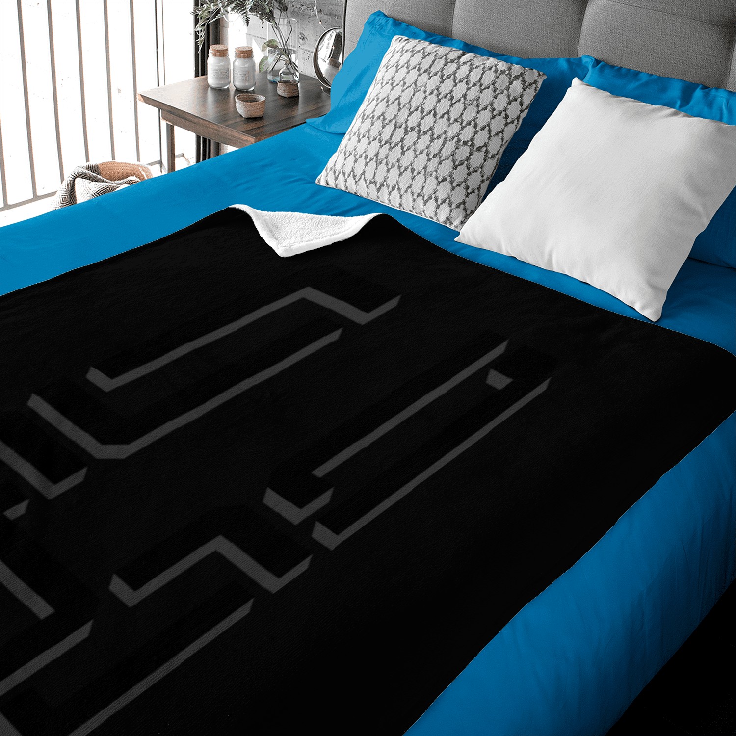 3D letter U "Black Design" Baby Blankets