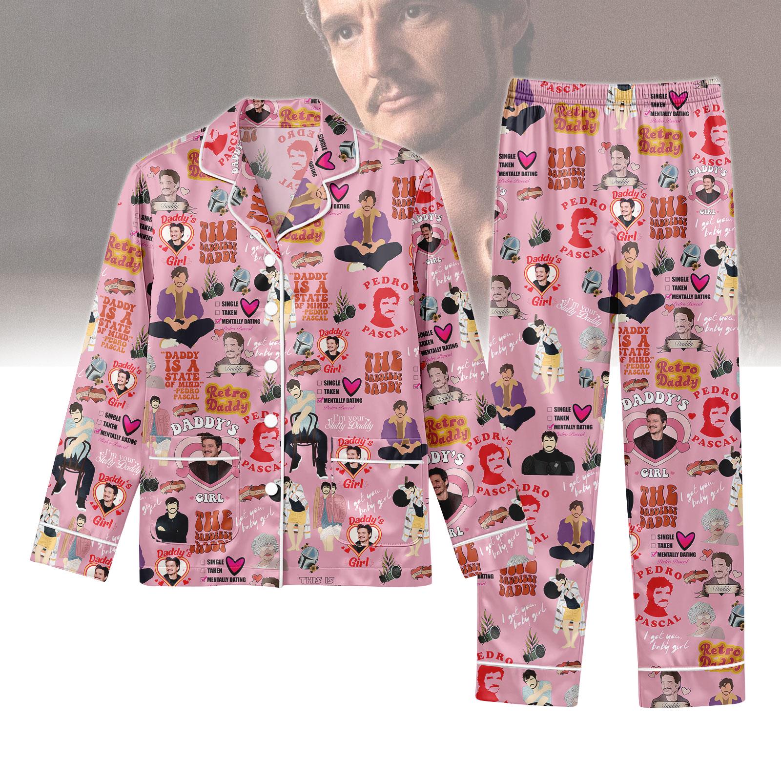 Pedro Pascal Satin Pajama Set for Women, Actor-Inspired Sleepwear Gift