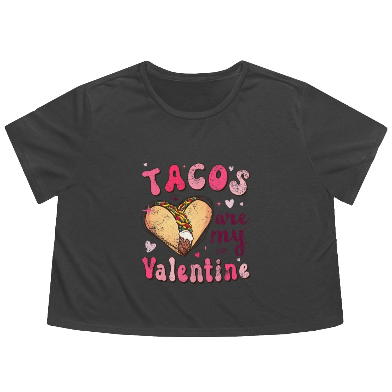 Groovy Tacos Are My Valentine Flowy Cropped Tees