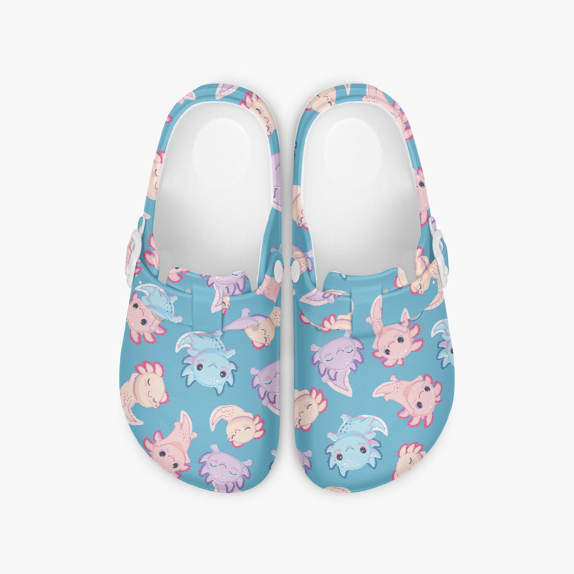 Axolotl Clogs for Women and Men, Colorful Axolotl Print Slip-On Work Shoes, Nurse Sandals, Mules & Clogs