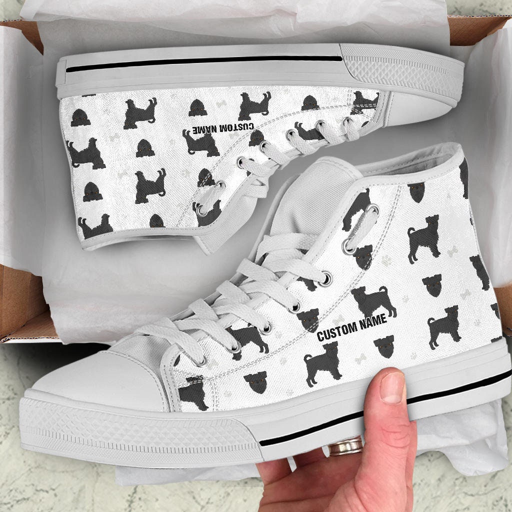 Brussels Griffon Dog Custom Name High Top Sneakers / Griffon Dog High Top Shoes/ Griffon Custom Print Trainers Shoes/ Griffon Owner Gift