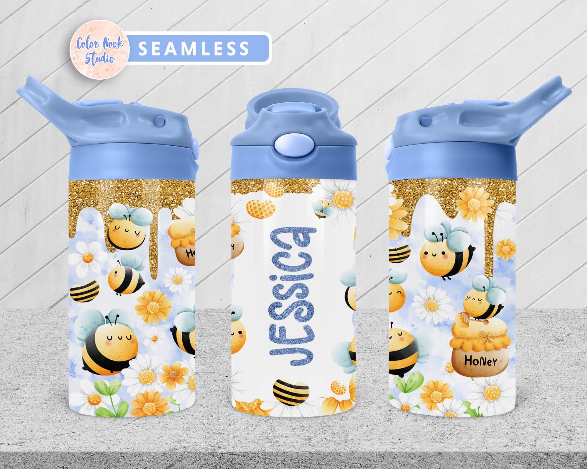 Bee Kids 12 oz Flip Top Tumbler, Personalized Design Water Bottle