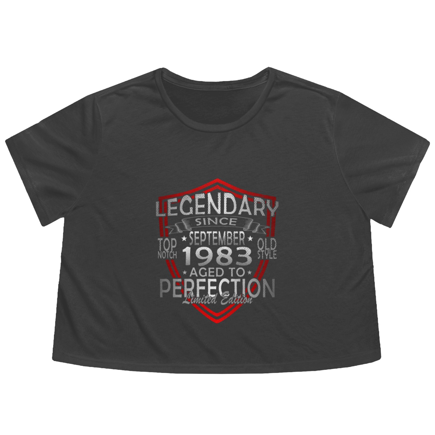 september 1983 Anniversary september 1983 septembe Flowy Cropped Tees