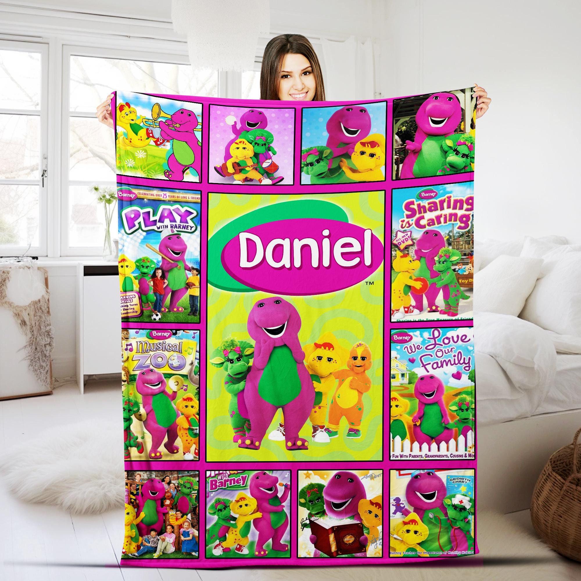 Custom Barney and Friends Blanket, Barney the Dinosaur Blanket, Personalized Barney Birthday Gift, Dinosaur fan Blanket