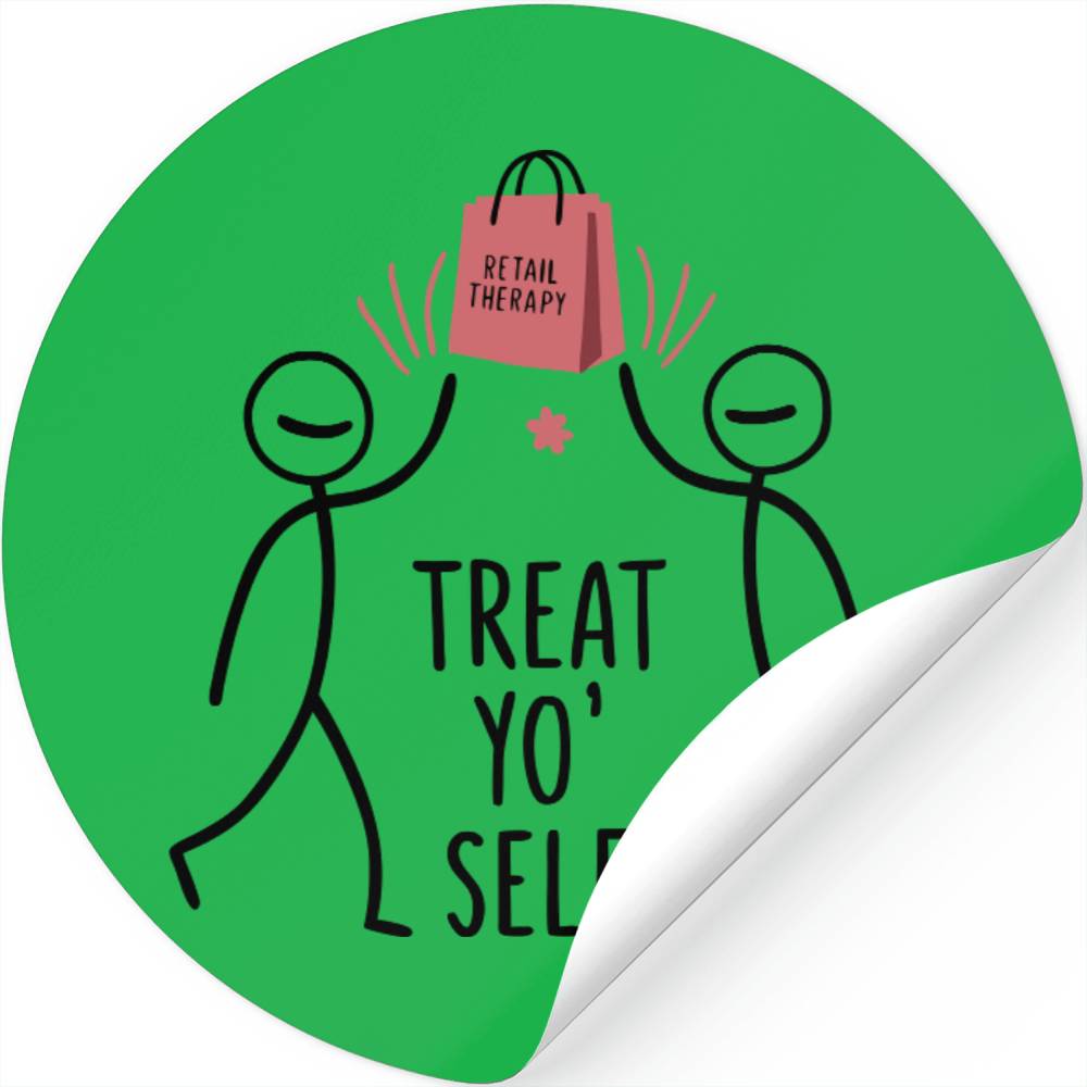 high fiving with a shopping bag Stickers