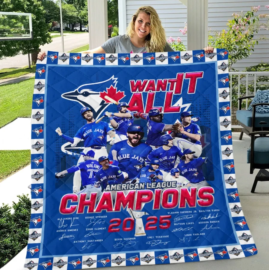 Toronto Blue Jays 2025 American League Champions Quilt Blanket