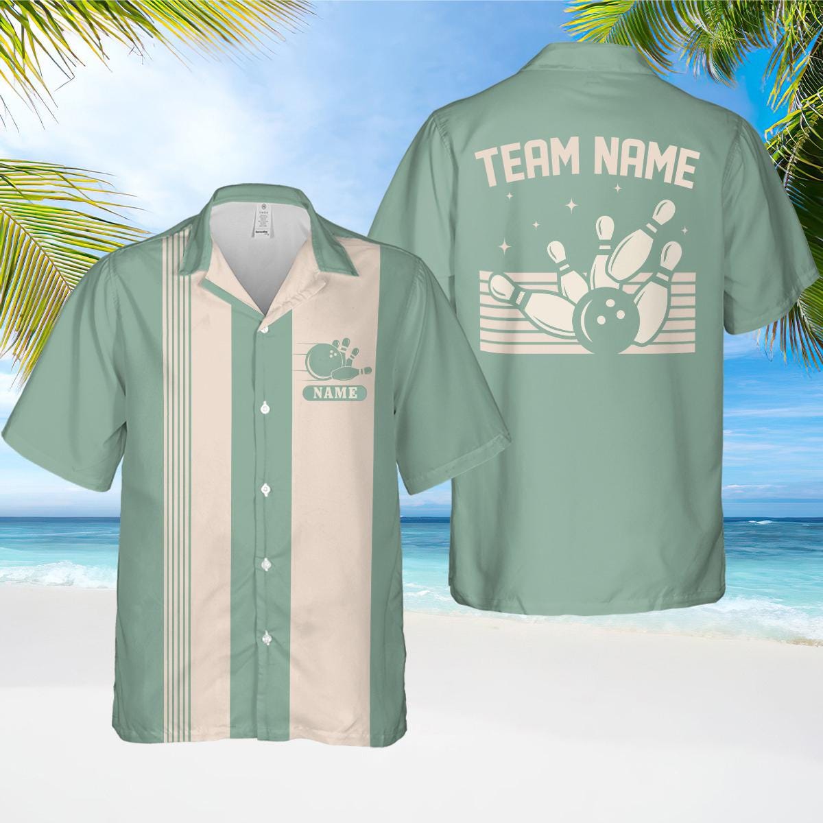 Personalized Retro Bowling Hawaiian Shirt, Custom Name Bowling Shirt, Matching Bowling Team Shirt, Bowling Lover Gift, Bowler Shirts