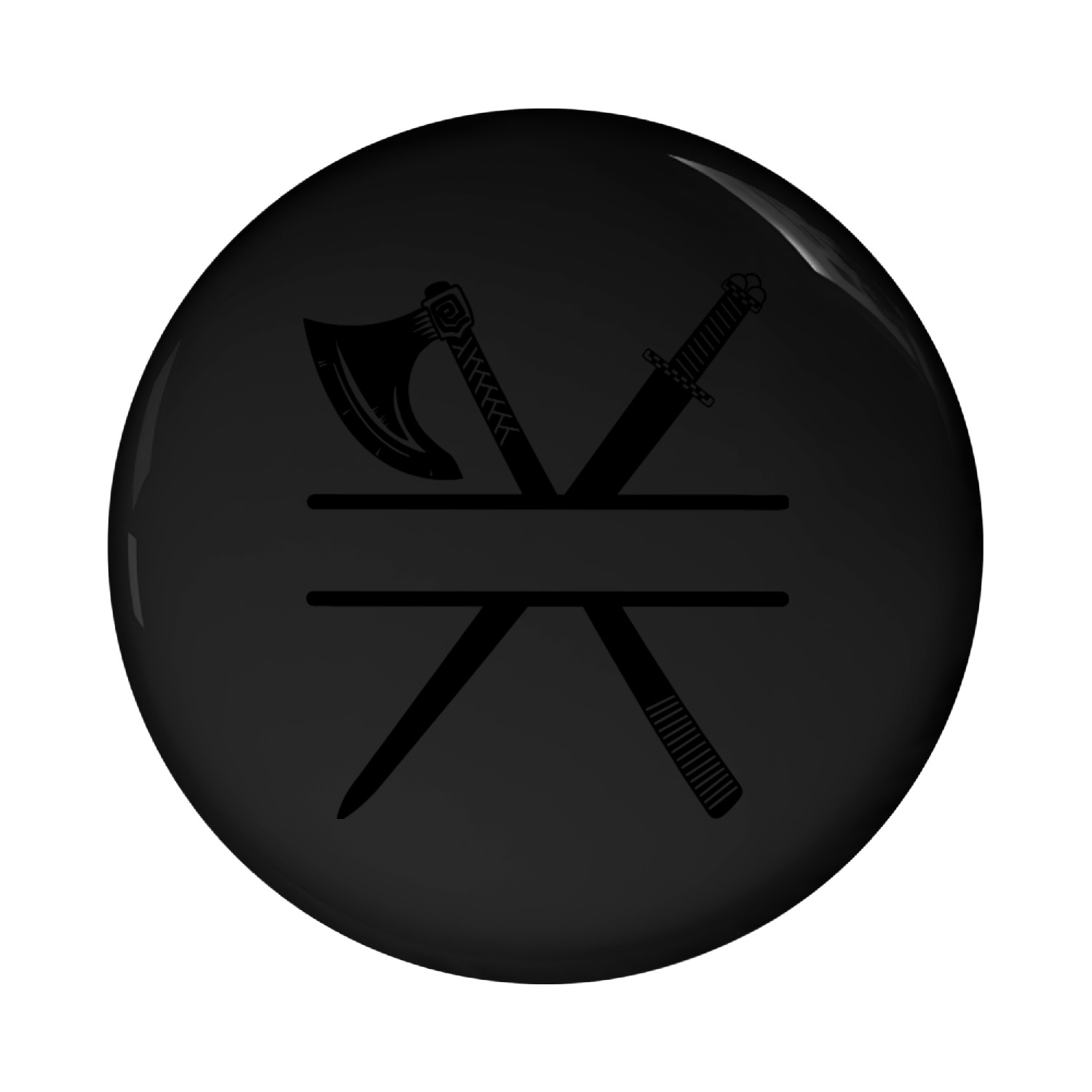 Ax and sword of knight or viking crossed Pin Buttons
