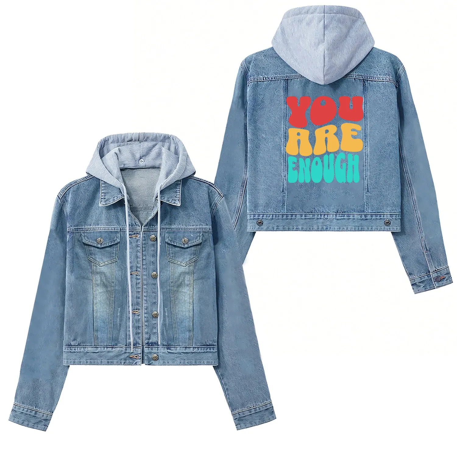 Colorful Design - You are Enough Women's Denim Jackets
