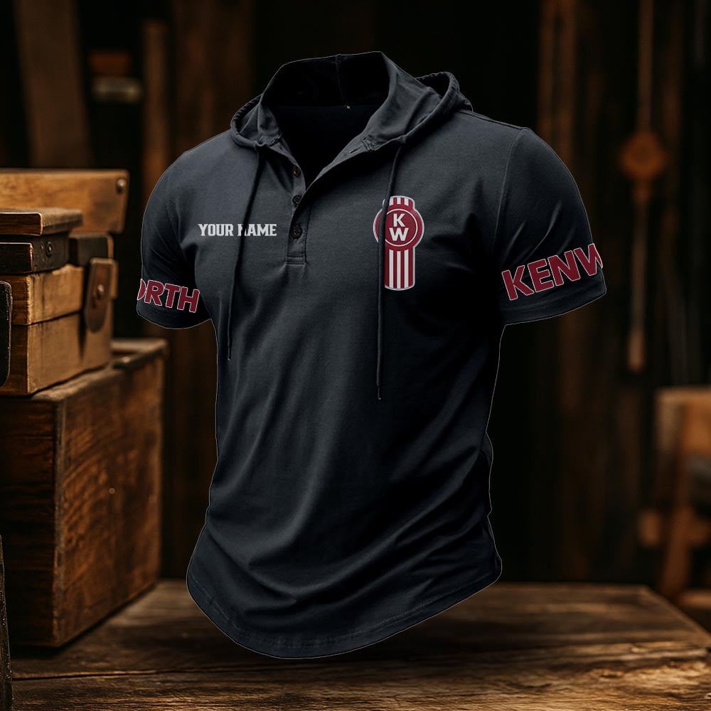 Kenworth Truck Classic Men's Sports Fitness Hooded Short Sleeved