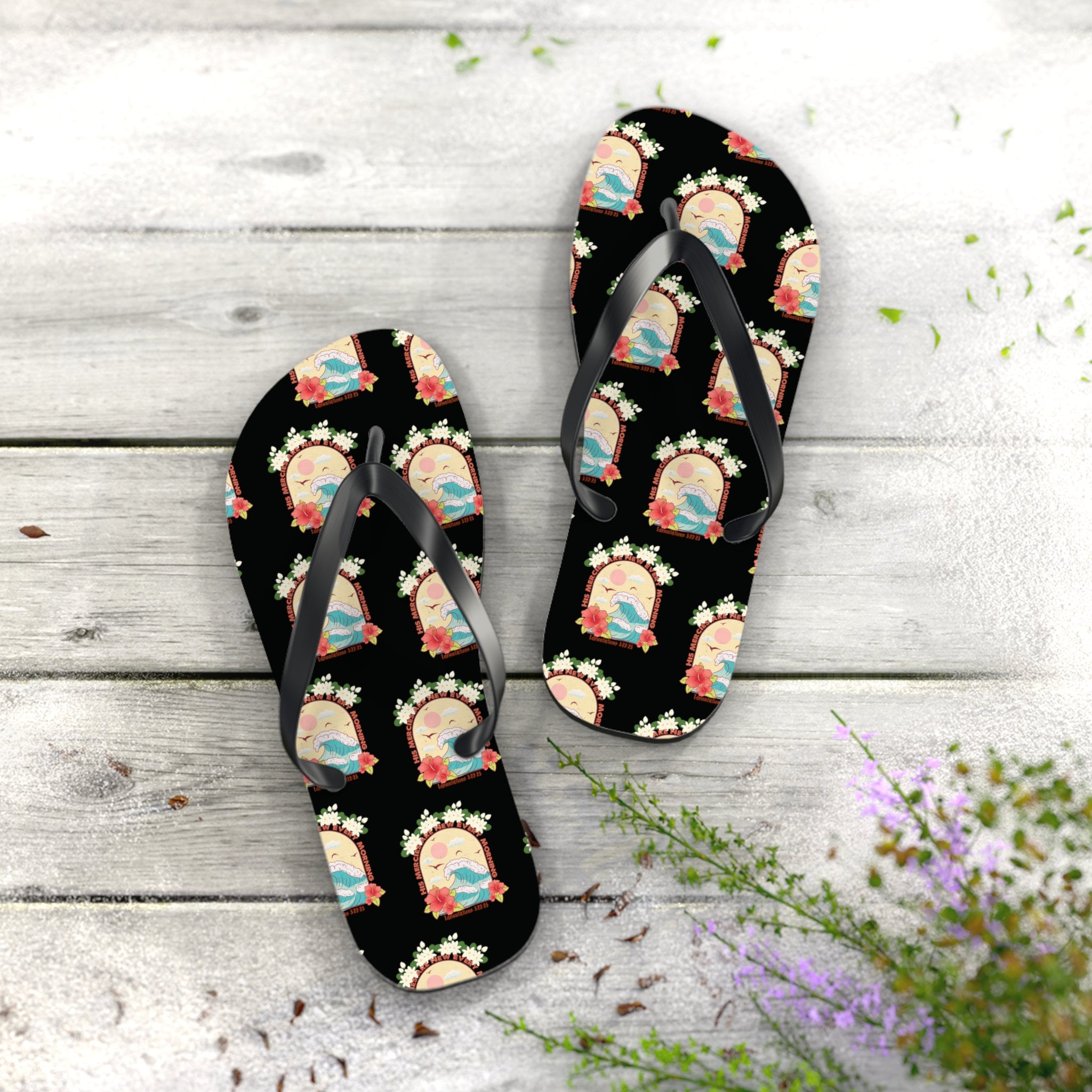 Flip Flops for Summer, His mercies are new every morning flip flops, waves, flip flops for her, sister, mom, daughter, friend