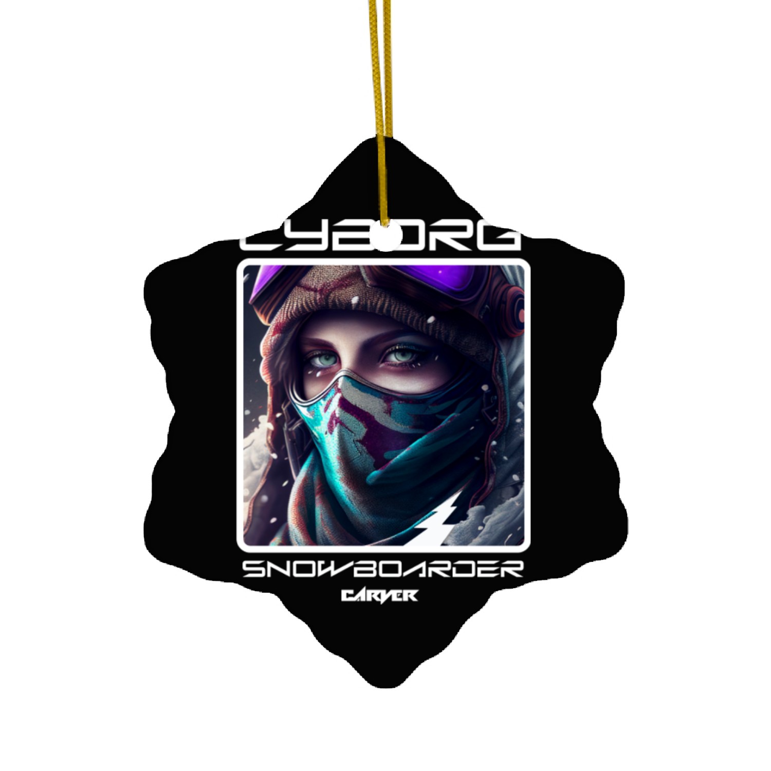 Cyborg Snowboarder - carver Ceramic Ornaments