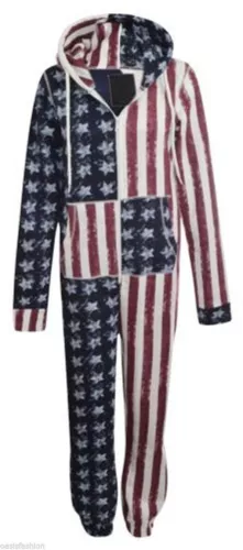USA FLAG Hooded Jumpsuit | Adult Jumpsuit | Adult Onesie