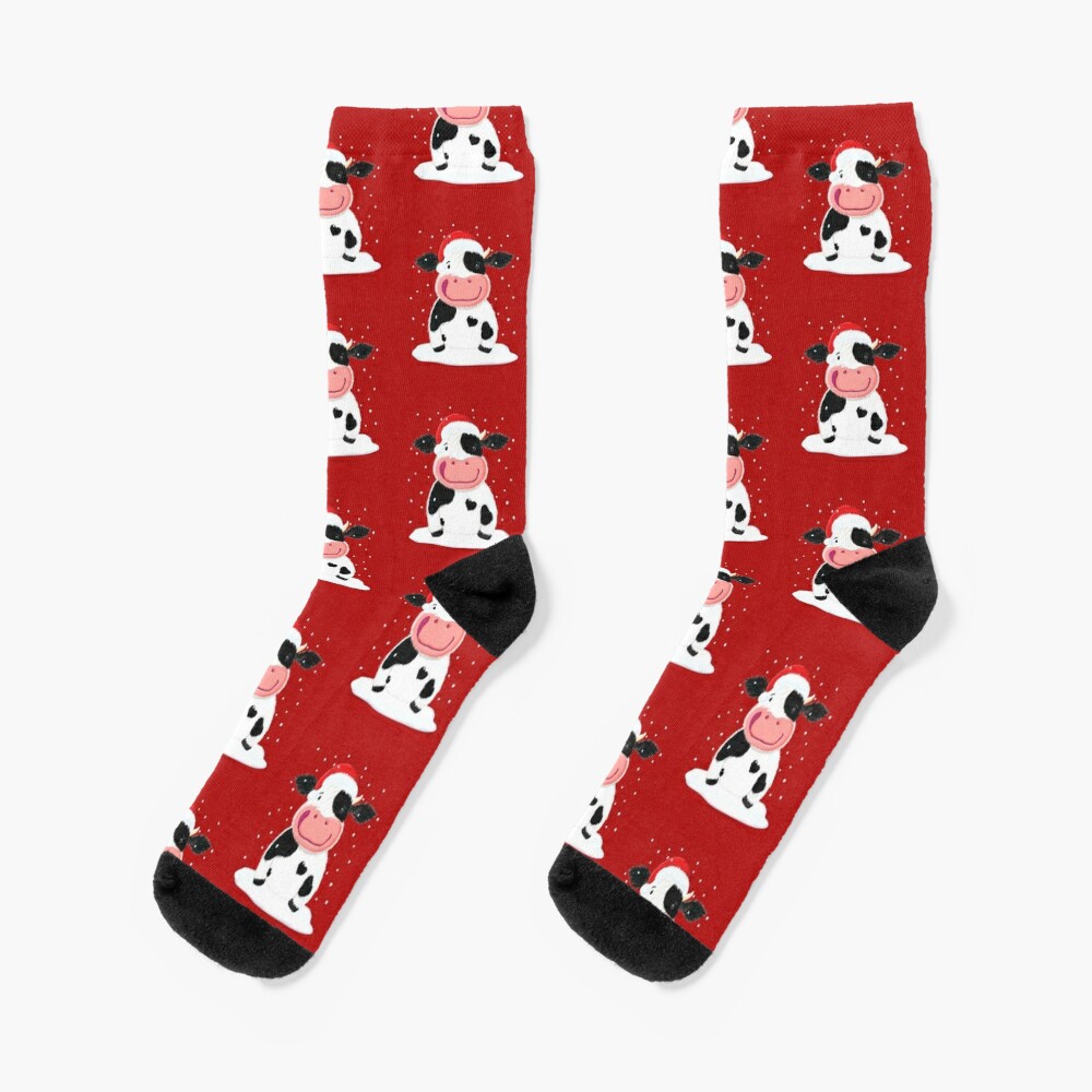 Happy Holstein Cow In The Christmas Snow Socks