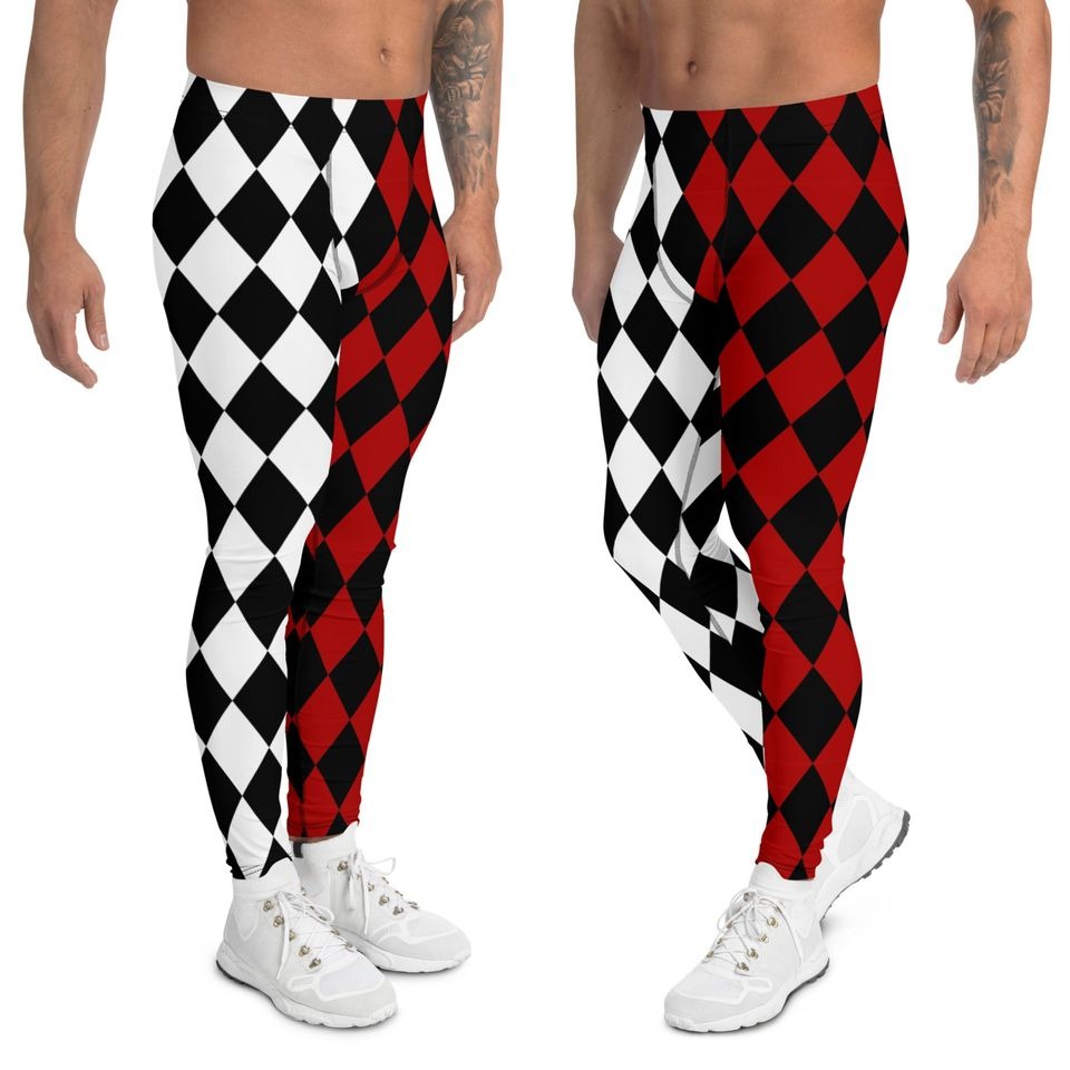 Harlequin Men's Leggings, Diamond Meggings, Men's Geometric Leggings