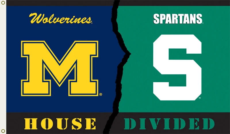 Michigan State Spartans & Wolverines House Flag