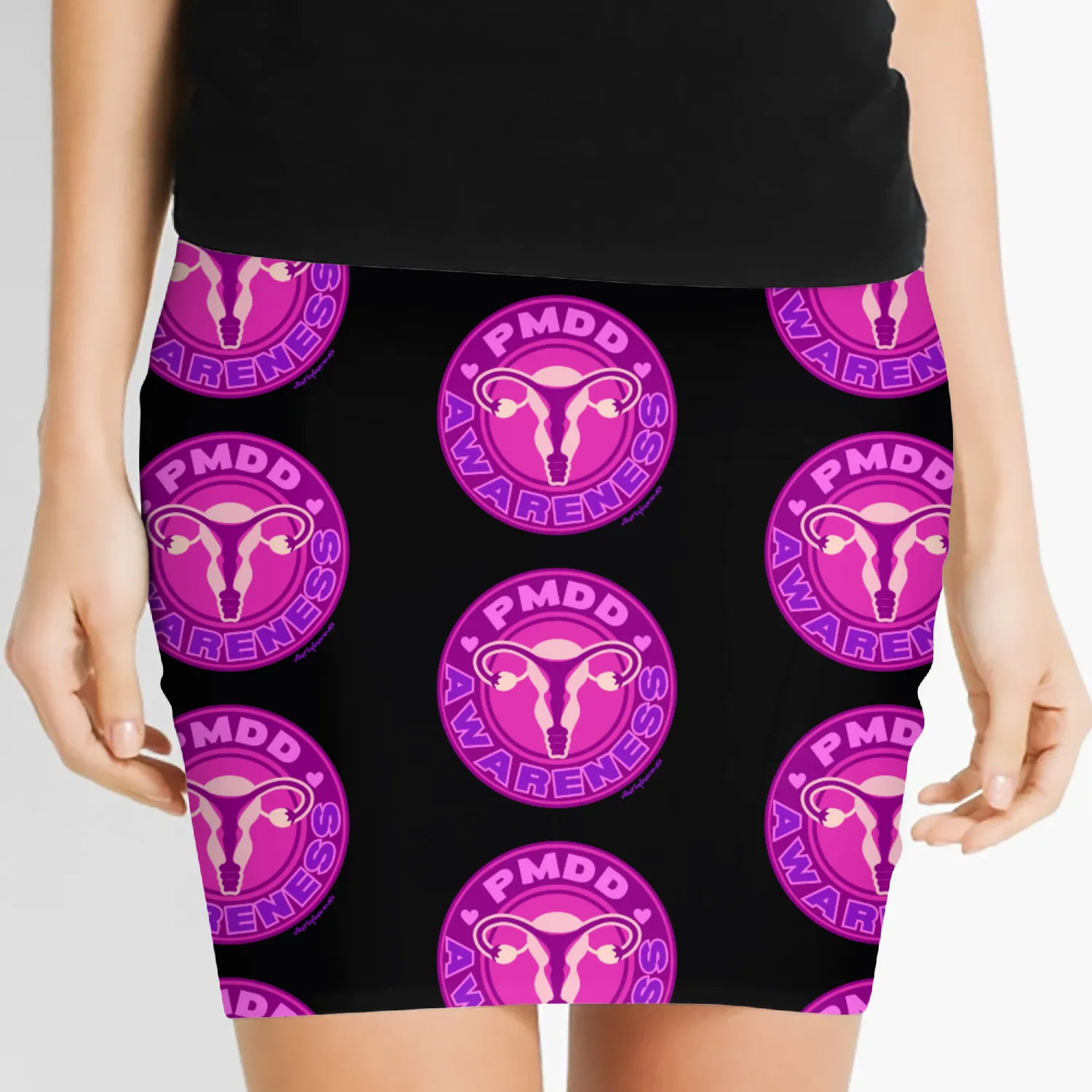 PMDD Awareness Logo | Pink Purple Womb Women's Mini Skirts