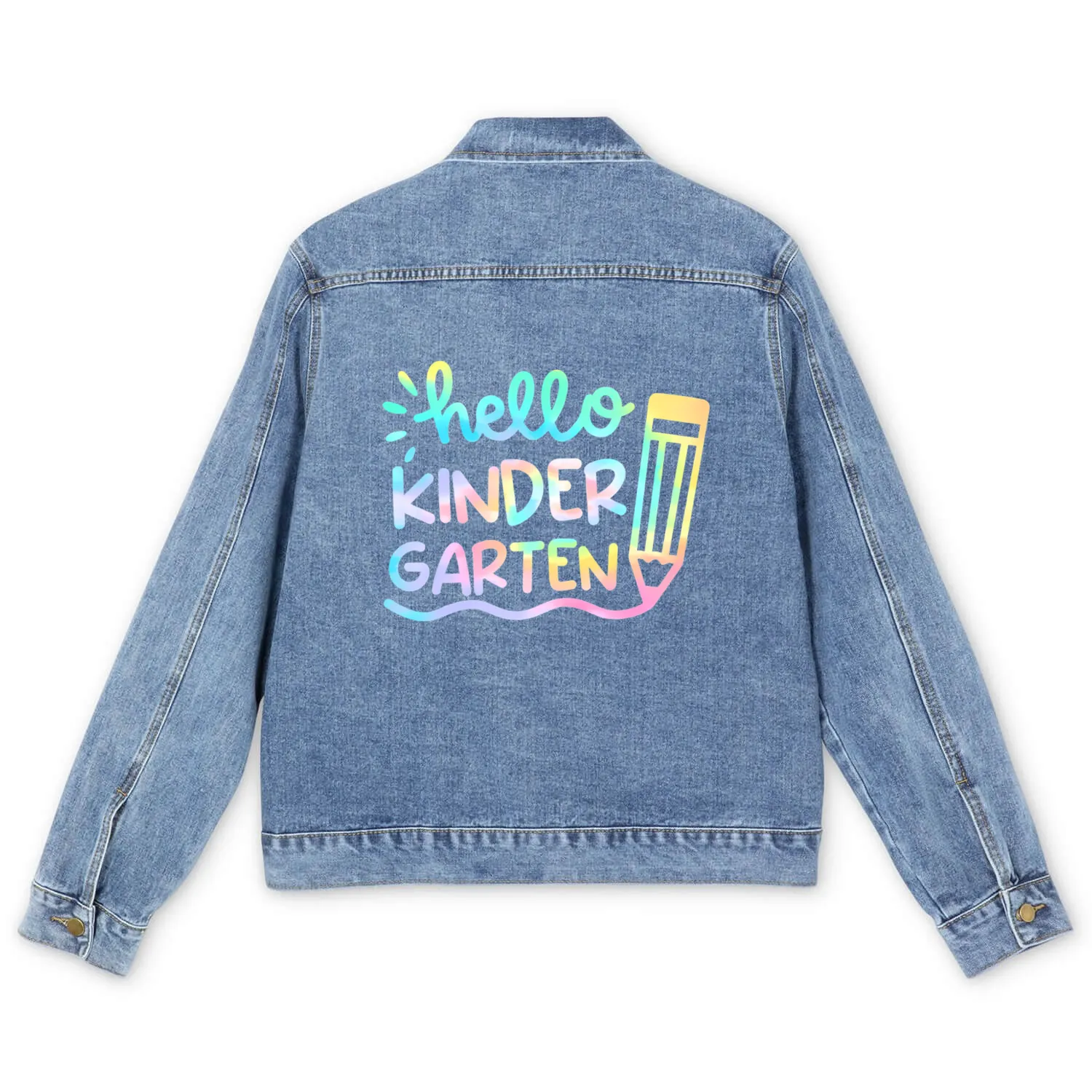 Hello Kindergarten Tie Dye Teachers Back to Men's Denim Jackets