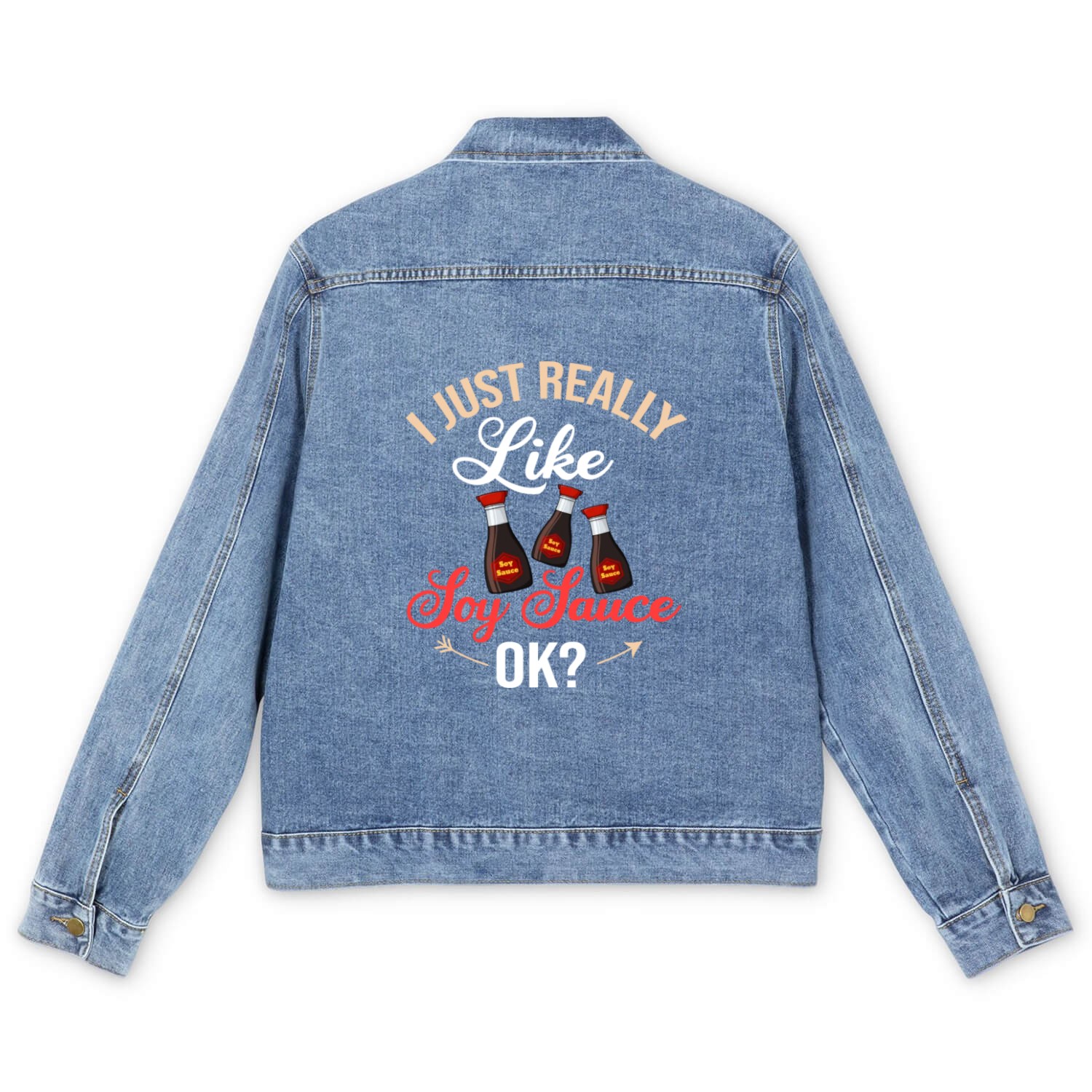 Soy Sauce Japanese Sushi Dark Ramen Noodles Bottle Men's Denim Jackets