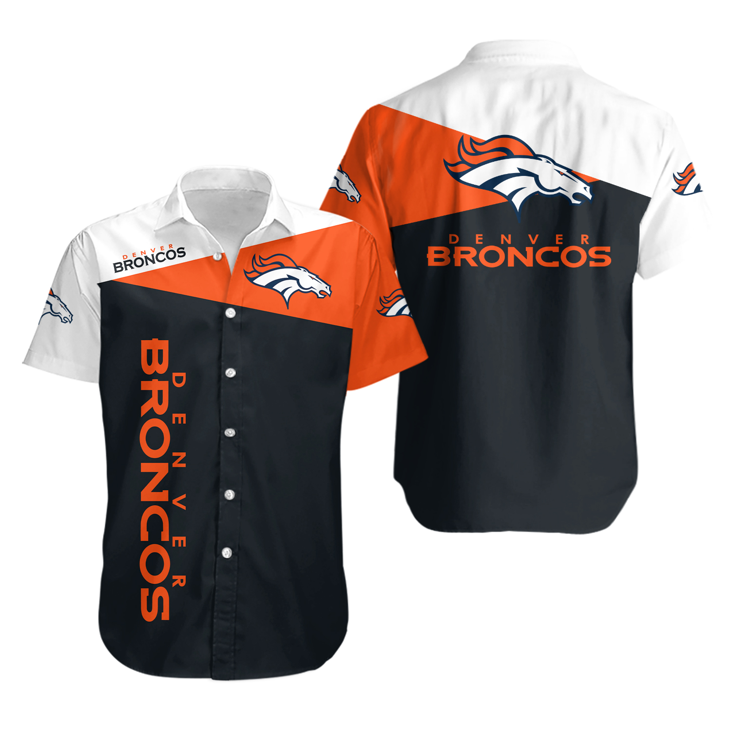 Denver Team Broncoss Hawaiian Shirt, Button Down Full Size