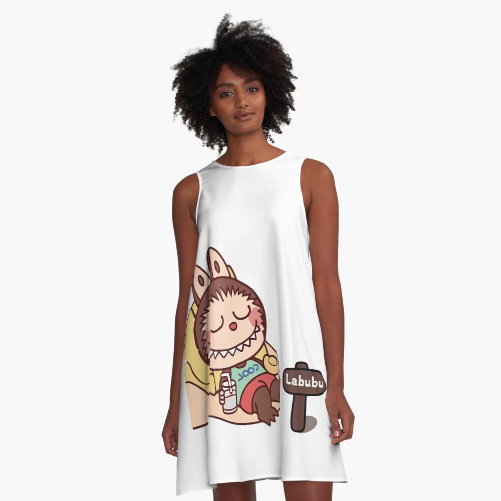 Labubu relaxing A-Line Dress, Gift for Her