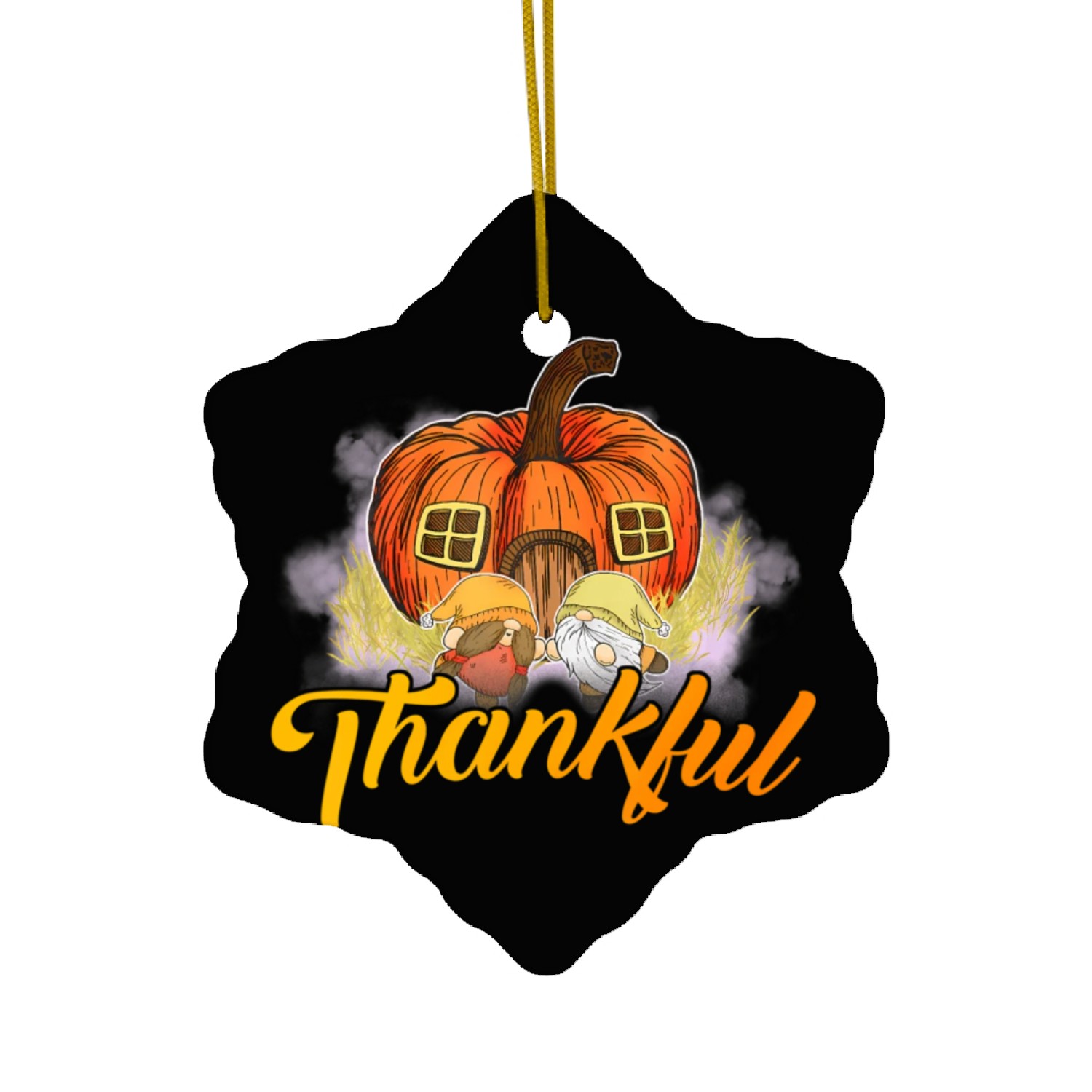 Thankful Pumpkin Happpy Thanksgiving Day Autumn Ceramic Ornaments