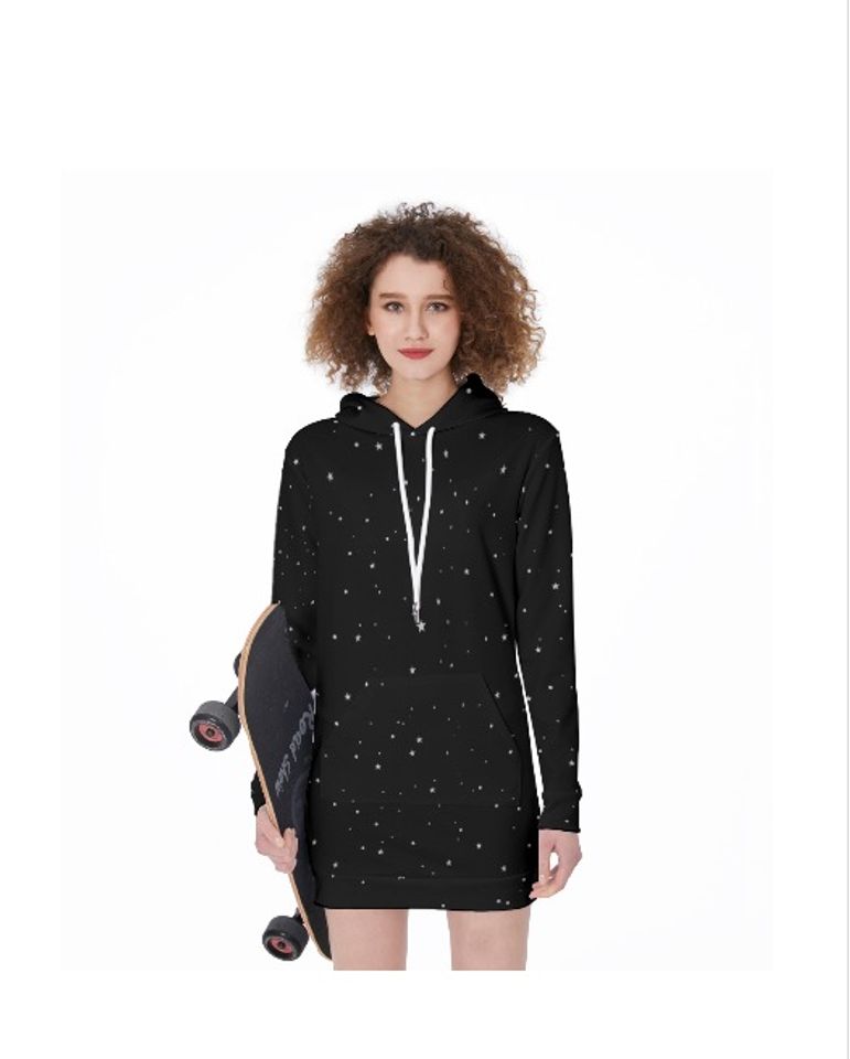 Starry Halloween Hoodie Dress Long Sleeve, Halloween Cosplay Costume, Gift For Women