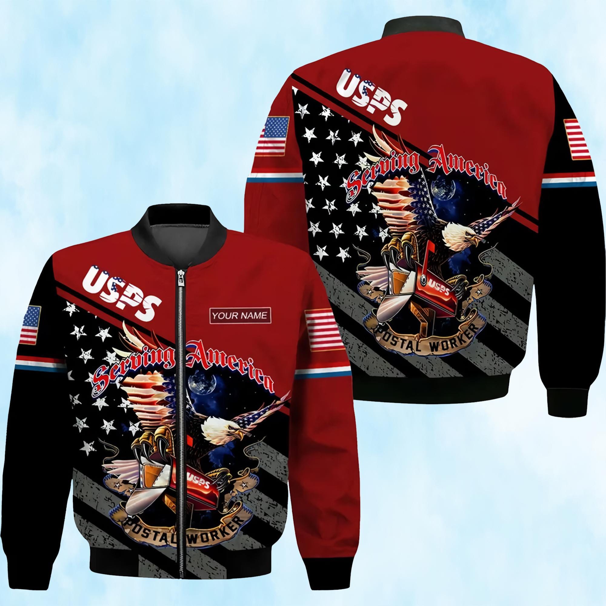 Personalized Name Postal Worker 3D Bomber Jacket, United SPS Bomber Jacket, Postal Service Bomber Jacket, Gift For Men And Women.