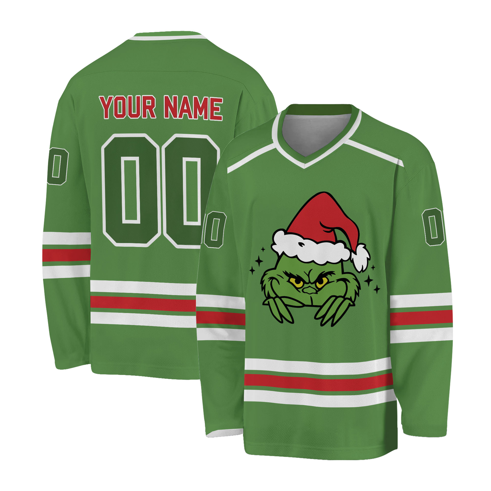 Personalize The Grin Hockey Jersey, Custom Grin Hockey, Christmas Hockey Jersey Team, Custom Team Christmas Gift