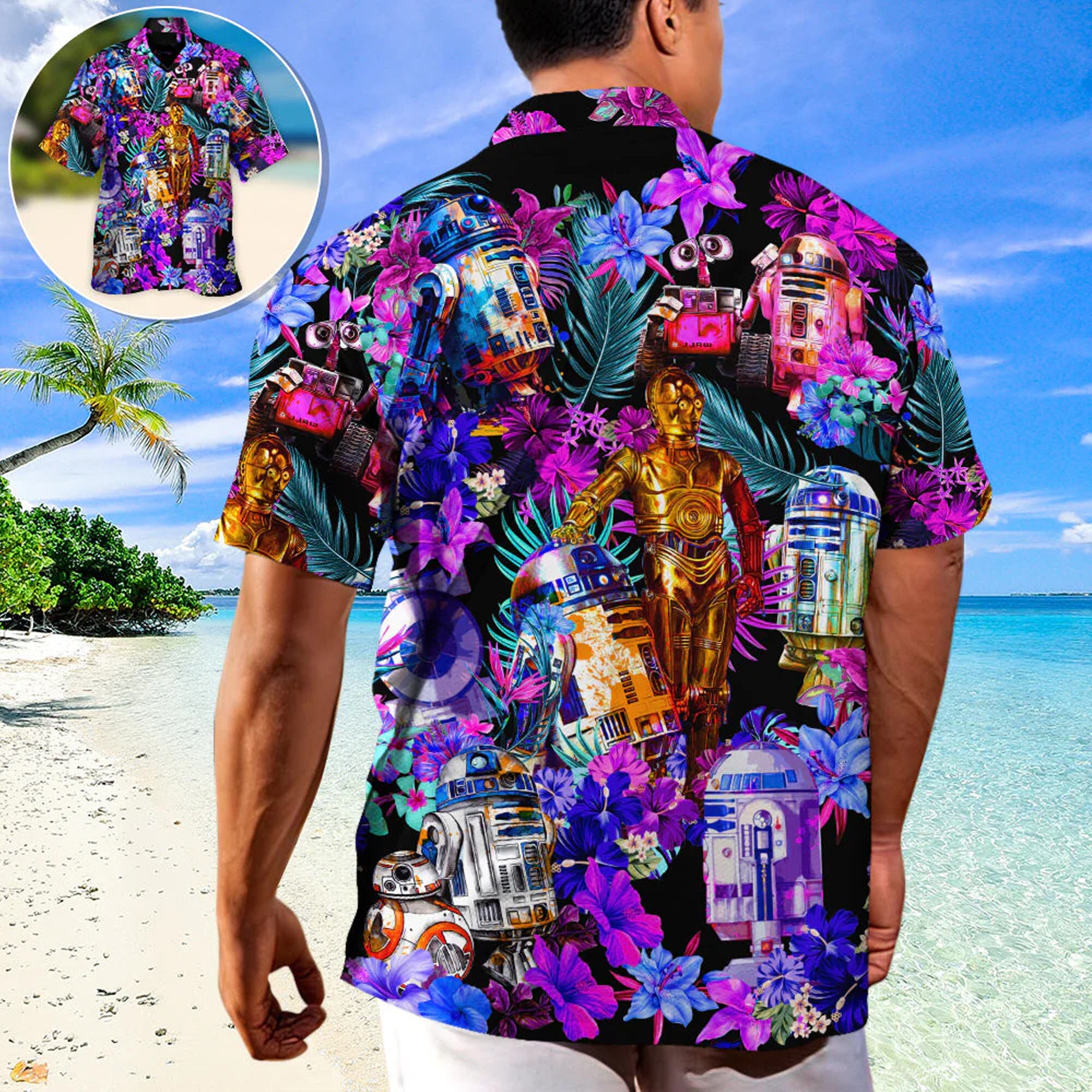R2-D2 With Friends Short-Sleeve Hawaiian Shirt