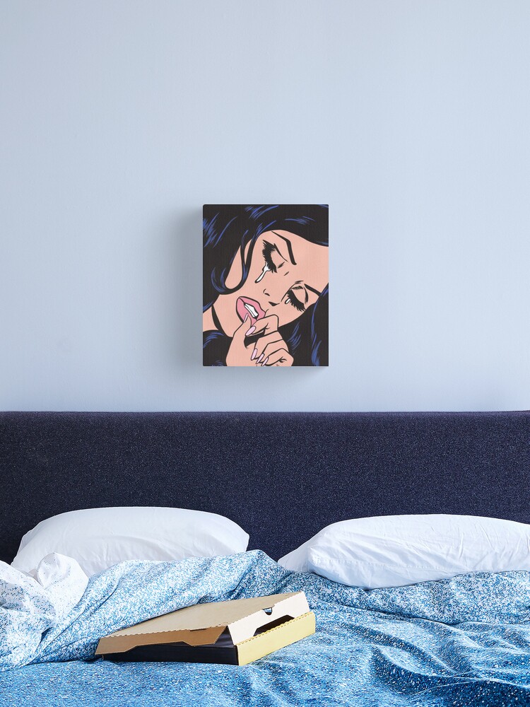 Black Hair Crying Comic Girl | Canvas Print