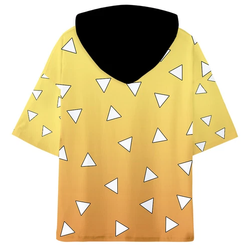 demon Kimetsu no Yaiba Kamado Tanjirou neko Short Sleeve Hoodie Shirt