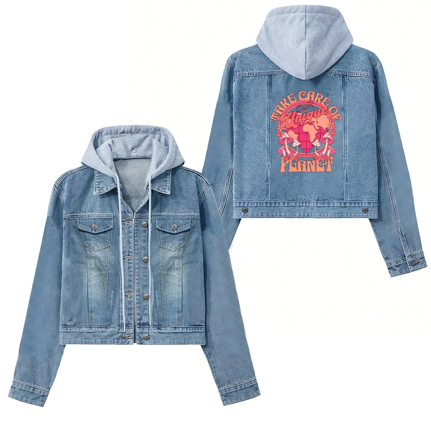 Earth Women's Denim Jackets- Take Care of Our Unique Planet