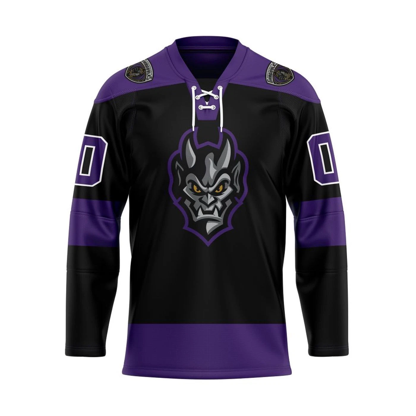 Personalized Greensboro Gargoyles Black Lace Hockey Shirt