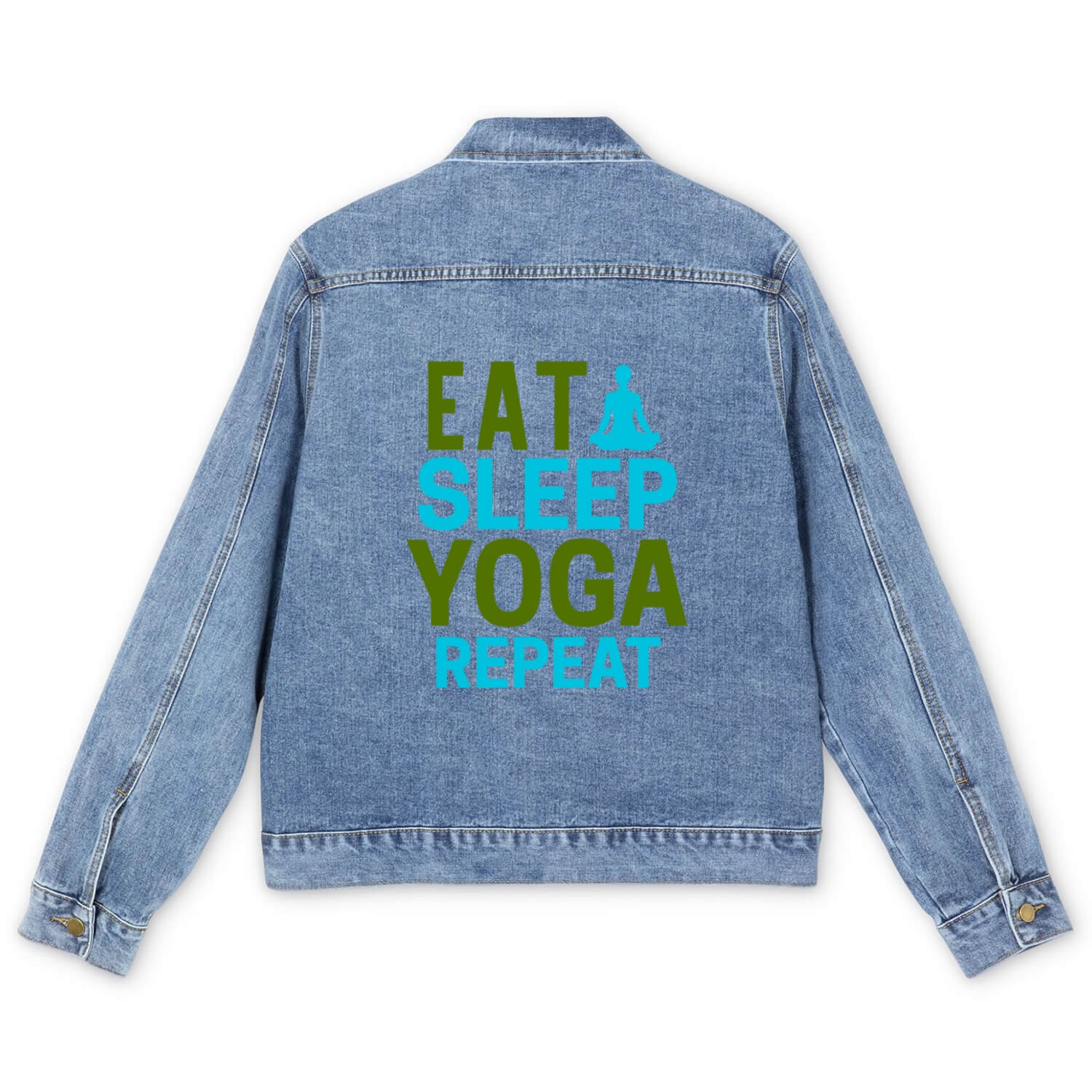 Eat sleep yoga repeat Men's Denim Jackets