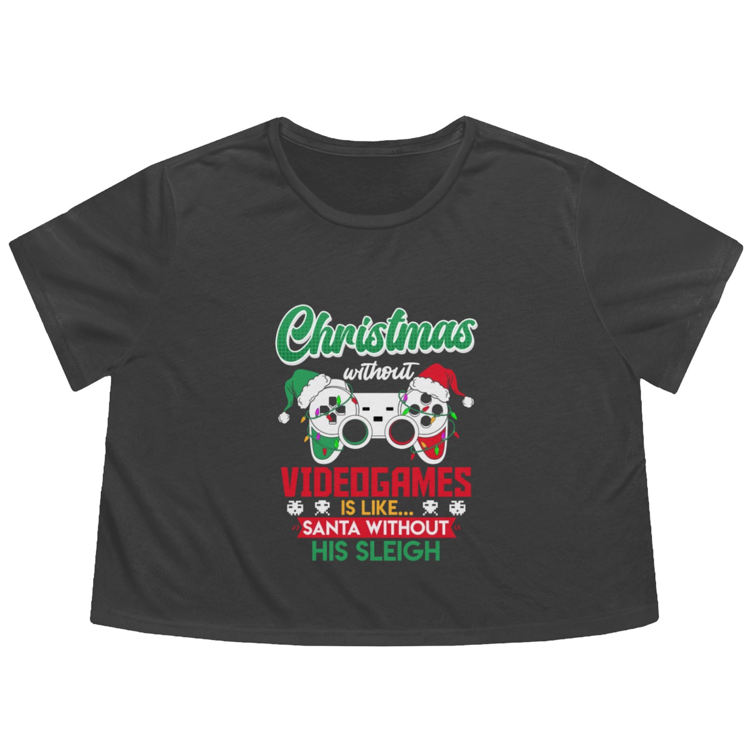 Christmas without Videogames Santa Gaming Flowy Cropped Tees