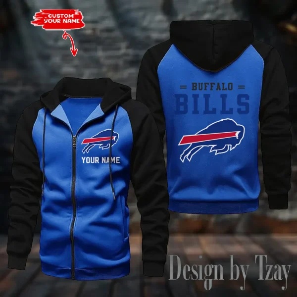 Buffalo Bills Raglan Zip Hoodie, Football Lover Gift, Game Day