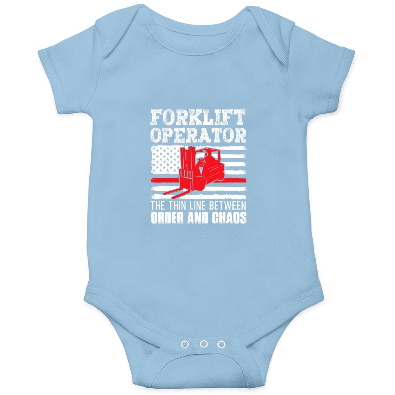 Forklift Operator The Thin Line American Flag Baby Bodysuit