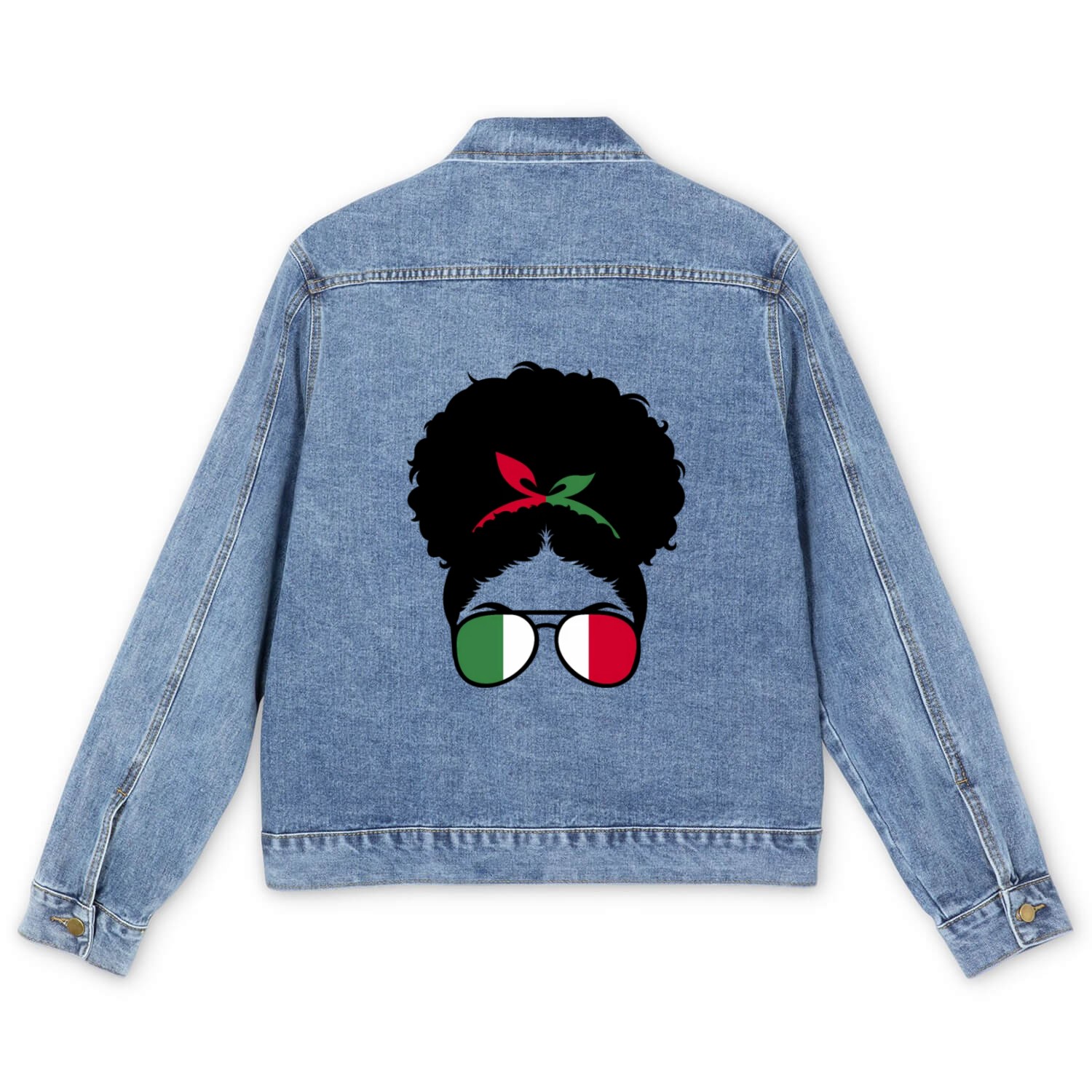 Proud Italian Roots Mothers Day Italy Afro Men's Denim Jackets