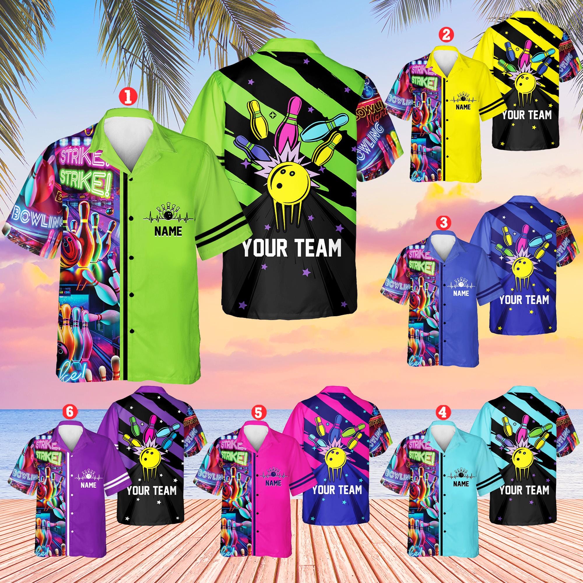 Personalized Retro Bowling Hawaiian Shirt Men Women Kid Youth, Custom Retro Bowling Team Bowling for Men Women, Matching Bowling for Teams
